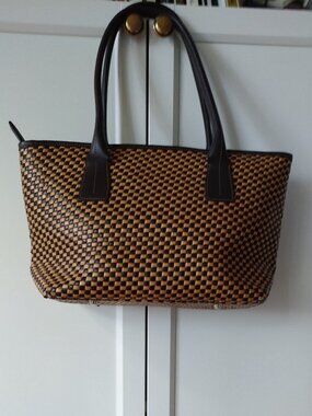 Italian Woven Leather Handbag Brown/Tan